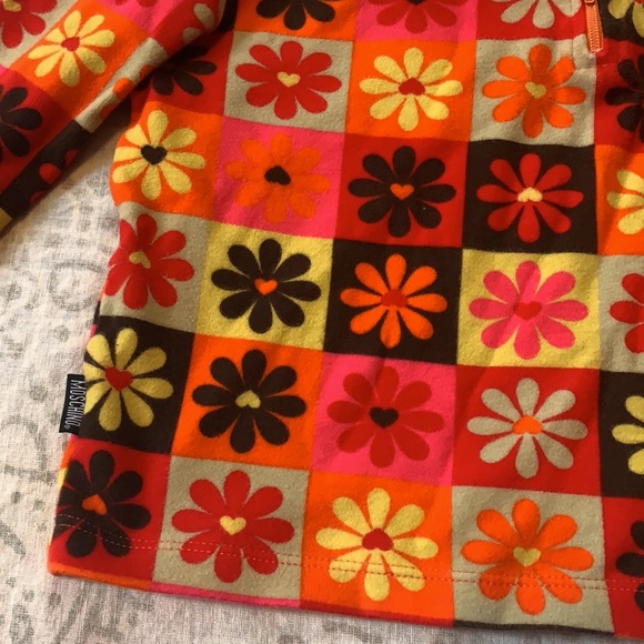 Moschino Junior Flower Orange Red Long Sleeve Zip Shirt Sz Girls 8 - Picture 4 of 15